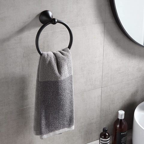 Biella&trade; Matte Black Towel Ring Hand Towel Holder for Bathroom, Wall Mount Towel Ring Circle Hanger Bathroom Hardware