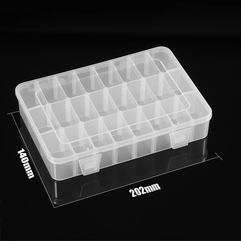Generic-Plastic Jewelry Organizer Box 24 Grids Clear Storage Transparent Container Compartment Box with Adjustable Dividers