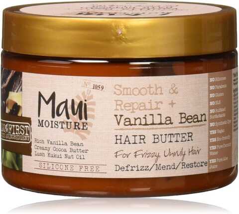 Maui Moisture Smooth &amp; Repair Vanilla Bean Anti-Frizz Hair Butter Treatment, Coconut, 12 Ounce