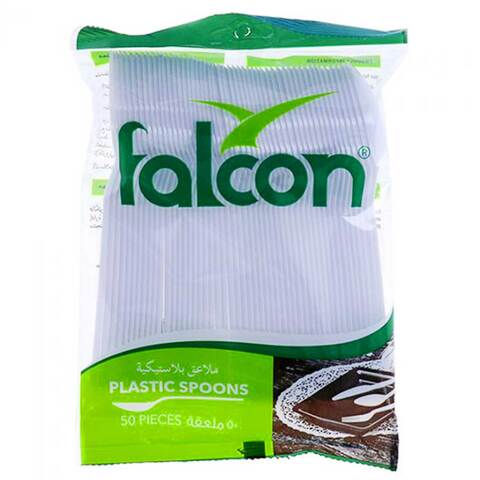 Buy Falcon Plastic Spoons White 50 PCS in UAE