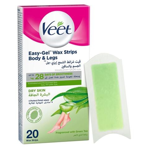 Veet Easy-Grip Wax Strips For Dry Skin White 20 PCS