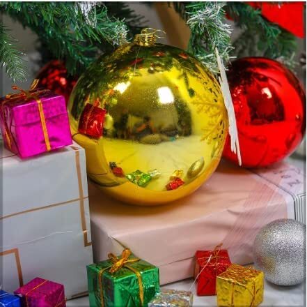 اشتري YATAI Pack Of 2 Festival Baubles Holiday Tree Decoration Ball Ornaments Shatterproof Balls For Festival Hanging Seasonal Decor Festival Holiday Decoration - Shiny, Matte, Glitter Baubles (Gold) في الامارات