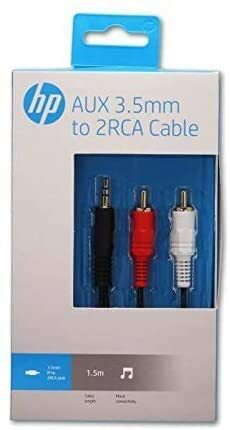 HP AUX 3.5Mm To 2Rca Cable Black 1.5M