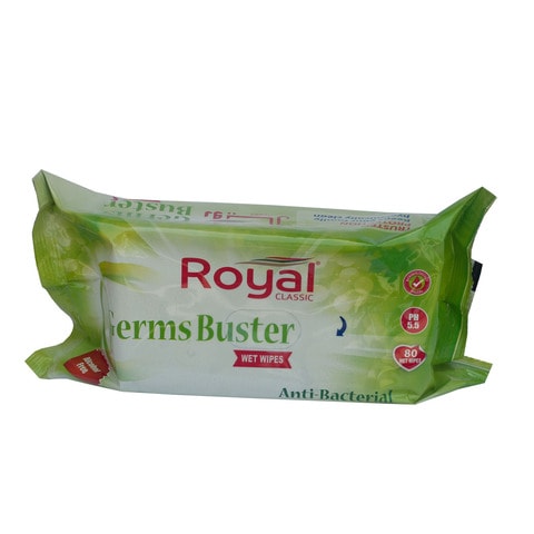 Royal Classic Anti-Bacterial Germs Buster Wet Wipes 80 Count