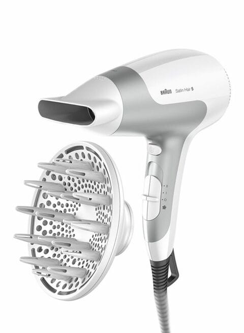 Braun - Satin Hair 5 PowerPerfection Hair Dryer With Diffuser And Ionic  Function White/Grey