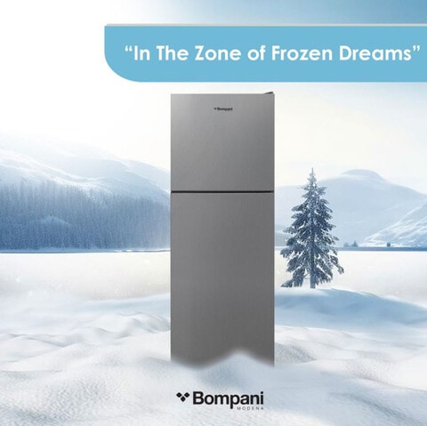 Bompani 300L Gross Capacity Refrigerator Double Door Top Mount Colour Silver Model - BR300SS -1 Years Full &amp; 5 Years Compressor Warranty.