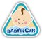 Magnetic Baby in Car Sign, Adhesive Free Removable Sticker Sign, Vinyl with Magnetic Base, Sticks to All Steel Body Cars (16x15cm, Blue)