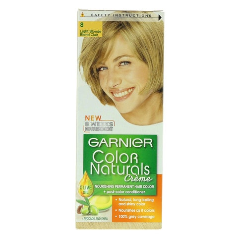 Buy Garnier Colour Naturals Creme Nourishing Permanent Hair Colour 8 Light  Blonde 100g Online - Shop Beauty & Personal Care on Carrefour Saudi Arabia