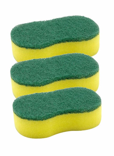 Buy Royalford 3-Piece Sponge Set Green/Yellow in UAE
