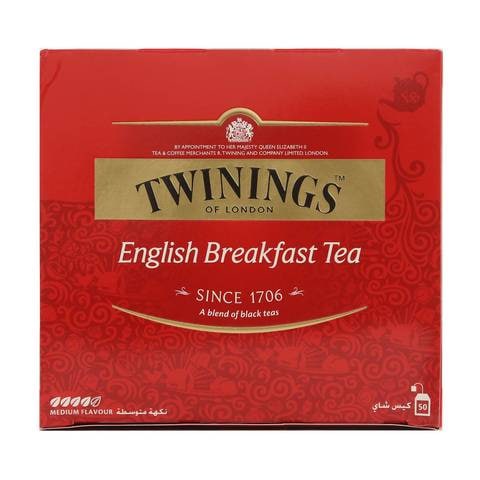 تويننجز من لندن شاي الفطور الإنجليزي نكهة متوسطة، 50 كيس
