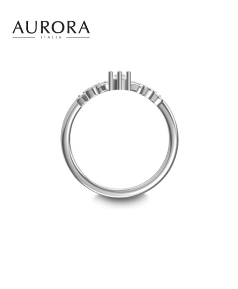 Auroses Princess Tiara Ring 925 Sterling Silver 18K White Gold Plated