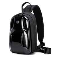 Arctic Hunter Glossy Hard Shell Sling Bag Water Resistant Anti-Theft Unisex Cross-Body Shoulder Bag for Travel Business Casual XB00551 Black