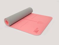 Sky Land Fitness TPE Yoga Mat, Non Slip Double Layer Exercise Pilate Mats With Alignment Marks For Unisex Adult, 6Mm Thick Eco Friendly 183 X 61 X 0.6Cm, Yoga Mat, Pink And Grey, EM-9351-R