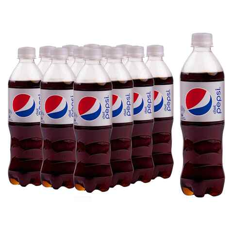 Pepsi Diet Cola Carbonated Soft Drink 500ml Pack of 12