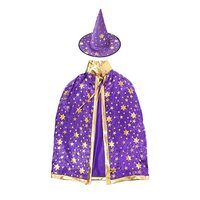 Uaejj Halloween Costume For Kids, Girls Halloween Dress Up, Halloween Wizard Cloak Witch Cape With Wizard Hat Party Prop Costume For Boys Girls Party Supplies Christmas Halloween Gifts (Purple)
