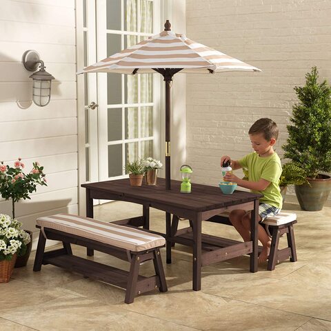 Buy Kidkraft Outdoor Wooden Table Bench Set With Cushions And
