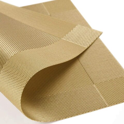 Generic Placemats Vinyl Gold Dining Table Rectangle Placemats Table Mat Set Of 4 Pvc Insulation Non-Slip Insulation Pad Home Tableware Accessories