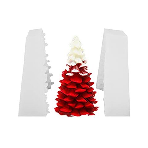 Generic 3D Christmas Tree Silicone Candle Mold Soap Clay Gypsum Making Mould Diy Cake Fondant Decorating