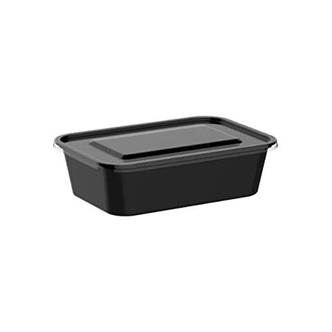 Cosmoplast 650 ml Pack Of 10 Black Microwave Containers With Clear Lids