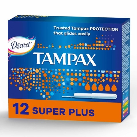 Tampax Cardboard Applicator Tampons Super Plus Absorbency 12 count