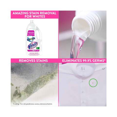 Vanish Crystal White Stain Removal Liquid for Whites, 1L