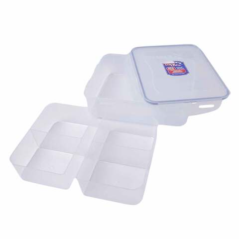 Lock&amp;Lock Classic Semi-Tall Large Rectangular Food Container With Divider Clear 3.9L