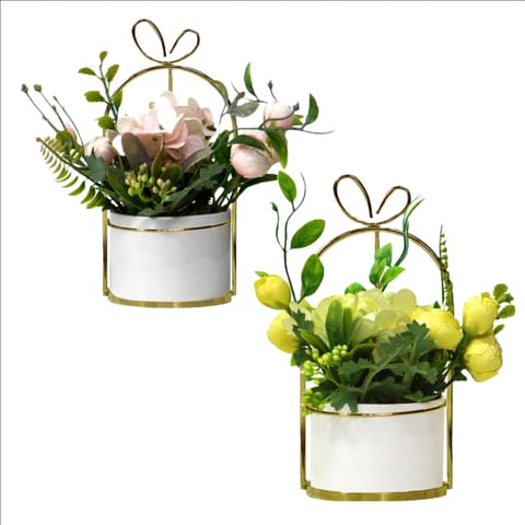 Aiwanto Flower vase Artificial Flowers With Vase  Decoration Home Decor Piece Tabletop Decoration(2Pcs)