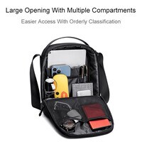 Arctic Hunter Unisex Side Sling Bag Water Resistant Anti-Theft Small Daypack Crossbody Bag for Travel Office Business K00579 Black
