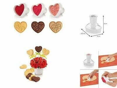 Tescoma Cookie Cutters With Stamp, Hearts