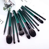 Deo King Makeup Brush Set Dark Green - 12-Piece