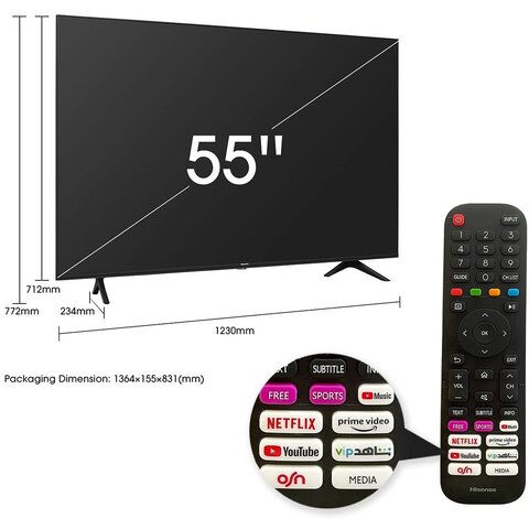 Hisense 55 Inch UHD Smart TV 55A61G Black