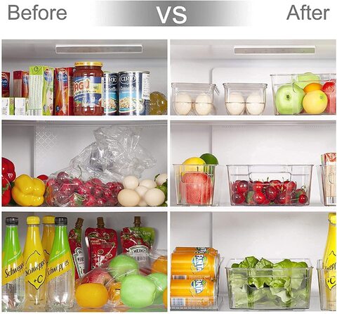 Set Of 6 Refrigerator Organizer Bins - Stackable Fridge Organizers for  Freezer