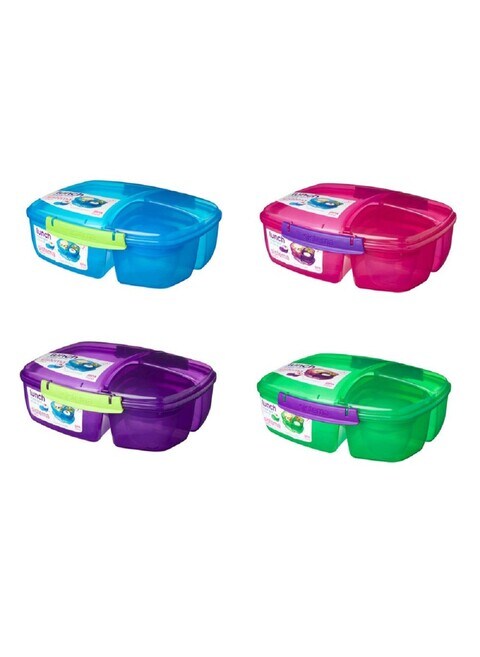 Sistema To Go Triple Split Lunch Box with Yoghurt Pot, 2L BLUE