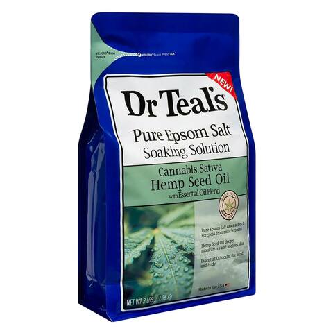 Dr. Teal&#39;s Pure Epsom Salt Soaking Solution With Hemp Seed Oil Clear 1.36kg