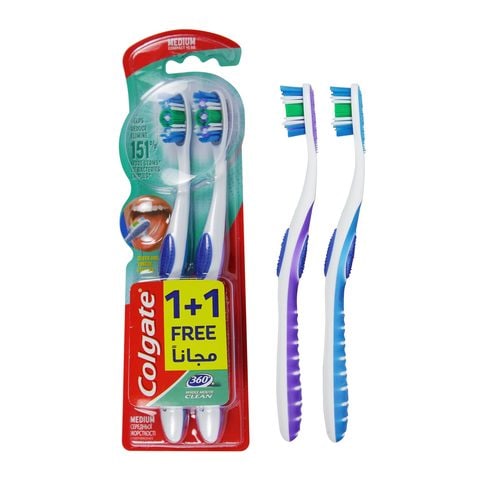 Buy Colgate 360 Medium Multipack Toothbrush - 2pieces in Saudi Arabia