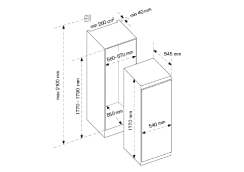 Built in deals fridge height