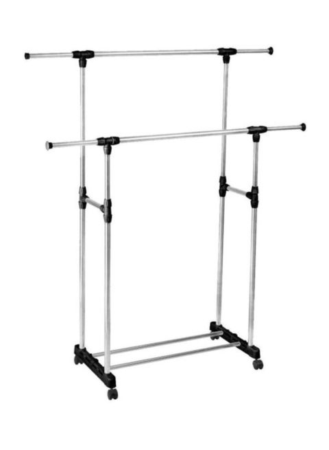 Buy Generic Double Pole Extendable Clothes Rack Silver/Black in UAE