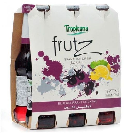 Tropicana Frutz Blackcurrant Cocktail Sparkling Drink Bottle 300 ml X 6 Pieces