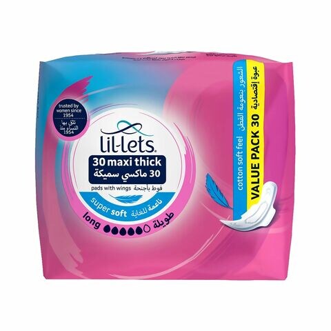 Lil-Lets Maxi Thick Super Unscented Pads White 30 Pads price in UAE ...