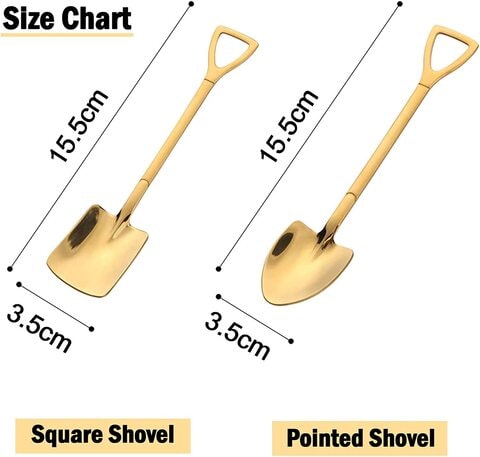 Atraux Gold Stainless Steel Mini Dessert Shovel-Shaped Spoons For Home, Kitchen &amp; Restaurant (4 Pcs)