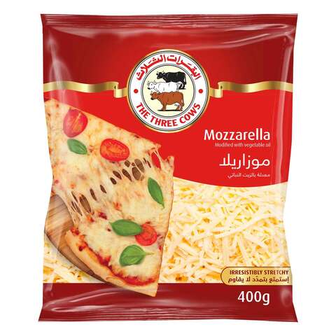 Buy The Three Cows Shredded Mozzarella Cheese(Analogue) 400g in Saudi Arabia