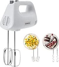 Kenwood Hand Mixer (Electric Whisk) 450W with 5 Speeds + Turbo Button, Twin Stainless Steel Kneader and Beater for Mixing, Whipping, Whisking, Kneading HMP30.A0WH White