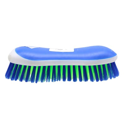 1pc Blue&white Stiff Bristle Cleaning Brush With Handle, Thickened