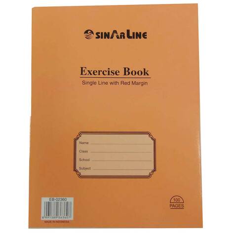 Sinarline Single Line Exercise Book Orange 100 Sheets