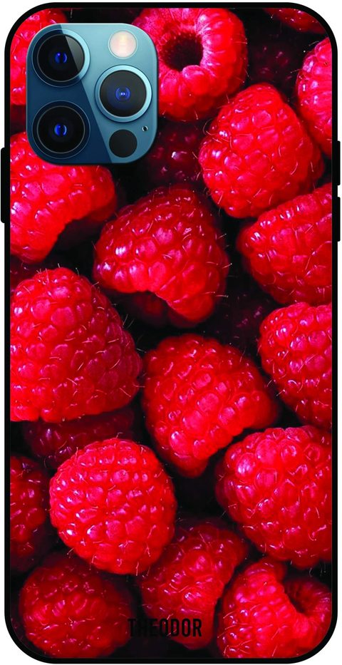 Theodor - Apple iPhone 12 Pro Max 6.7 Inch Case Raspberries Flexible Silicone Cover