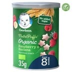 Buy Gerber Organic NutriPuffs Raspberry And Banana Green 35g in Kuwait