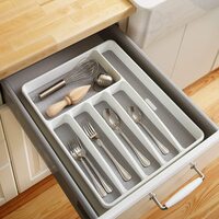 Aiwanto Cutlery Tray Drawer Organizer 6 Sections Storage Box Spoon Fork Storage Rack Organizer