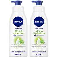 NIVEA Body Lotion Moisturizer Soothing Aloe Vera Hydration 400ml Pack of 2