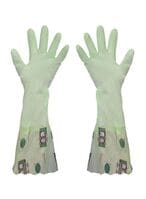 Buy Generic 2-Piece Rubber Cleaning Gloves Green 32X1X15Centimeter in Saudi Arabia