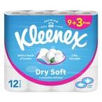 Buy Kleenex Dry Soft Toilet Tissue Paper, 2 PLY, 12 Rolls x 200 Sheets, Embossed Bathroom Tissue with a Touch Of Cotton in Saudi Arabia